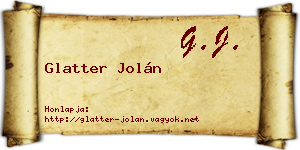 Glatter Jolán névjegykártya